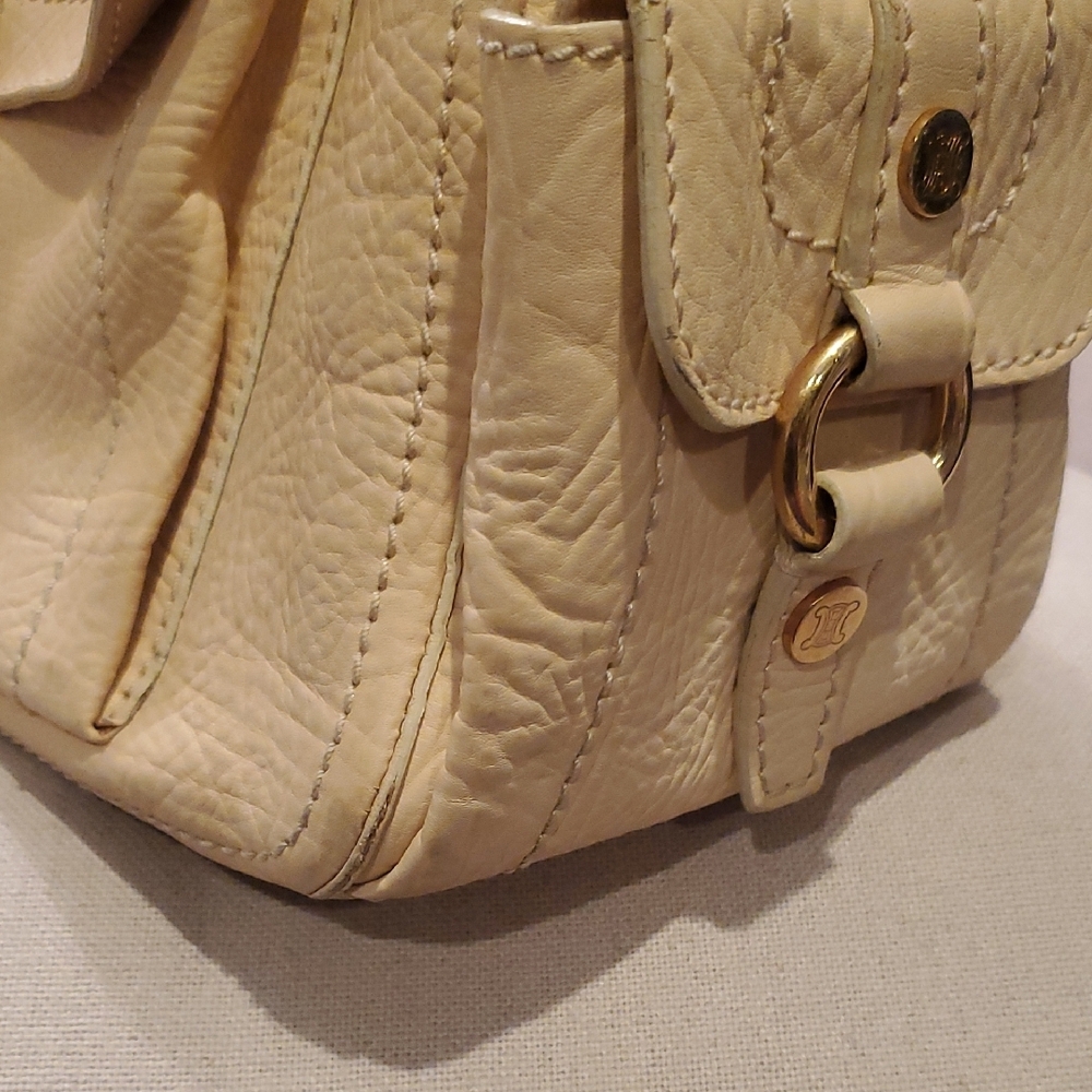 CELINE Beige Leather Satchel with Gold Accents - Picture 13 of 16